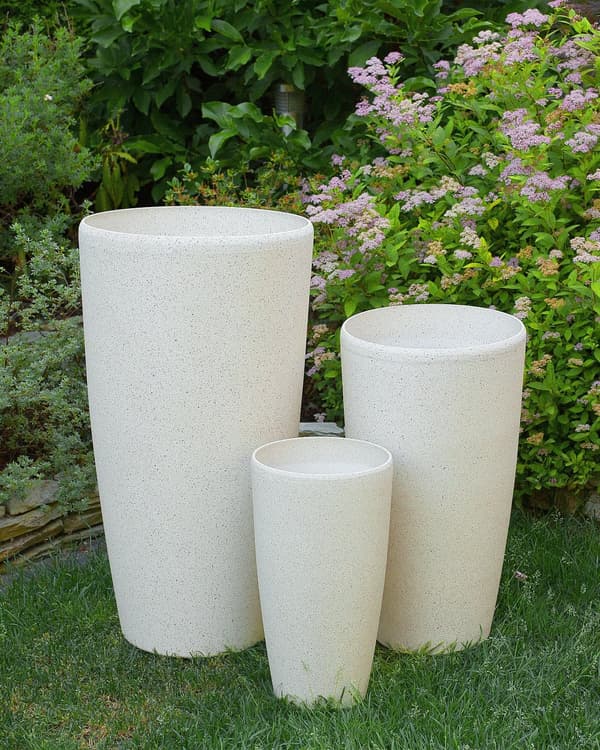 Kruka Beige Sten Hög Blomkruka 42 x ø 23 cm Modern Minimalistisk Utomhus Inomhus Dekor Tillbehör