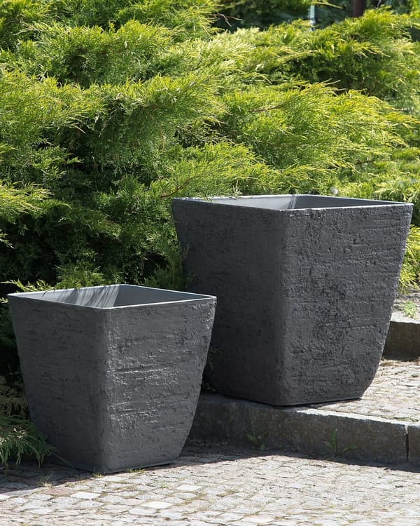Kruka Grå Sten Polyresin 49 x 49 x 53 cm Inomhus Utomhus Fyrkantig