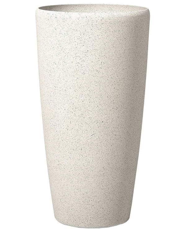 Kruka Beige Sten Hög Blomkruka 75 x ø 39 cm Modern Minimalistisk Utomhus Inomhus Dekor Tillbehör