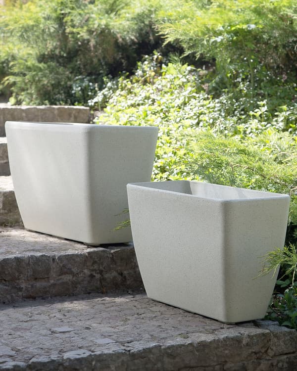 Kruka Beige Sten Blomsterkruka 60 x 27 x 41 cm Modern Minimalistisk Utomhus Inomhus Inredning Tillbehör
