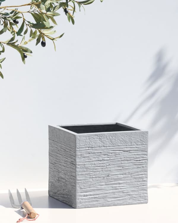 Kruka Vit Fiberlera 30 x 28 cm Massiv Fyrkantig UV-beständig