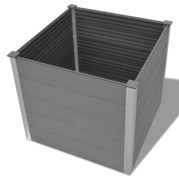 vidaXL Odlingslåda upphöjd WPC 100x100x91 cm grå