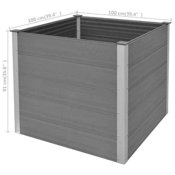 vidaXL Odlingslåda upphöjd WPC 100x100x91 cm grå