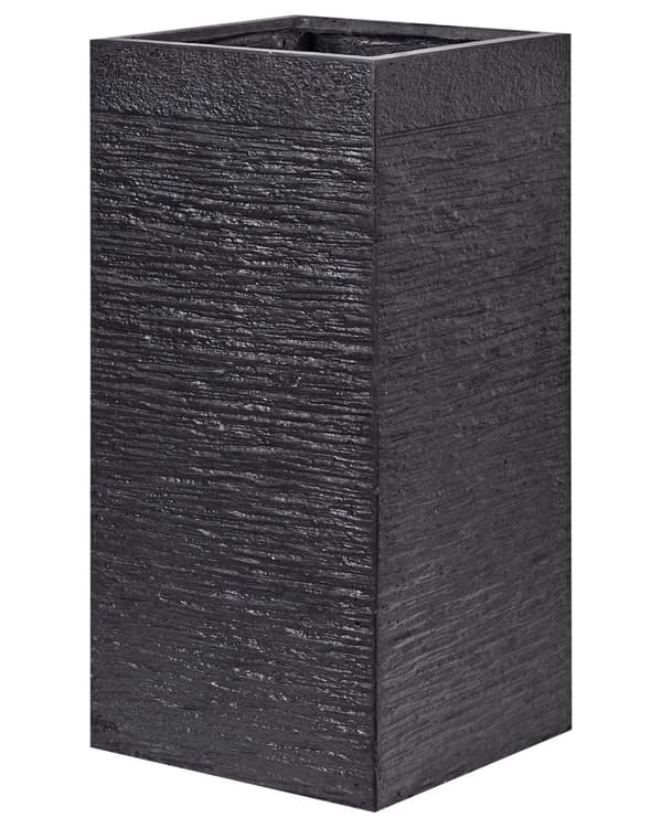 Plantekrukke i Sort Fiber Ler 33 x 33 x 70 cm Høj Aflang Firkantet Urtepotteskjuler til Gulv med Afløbshuller Indendørs Udendørs Terrasse