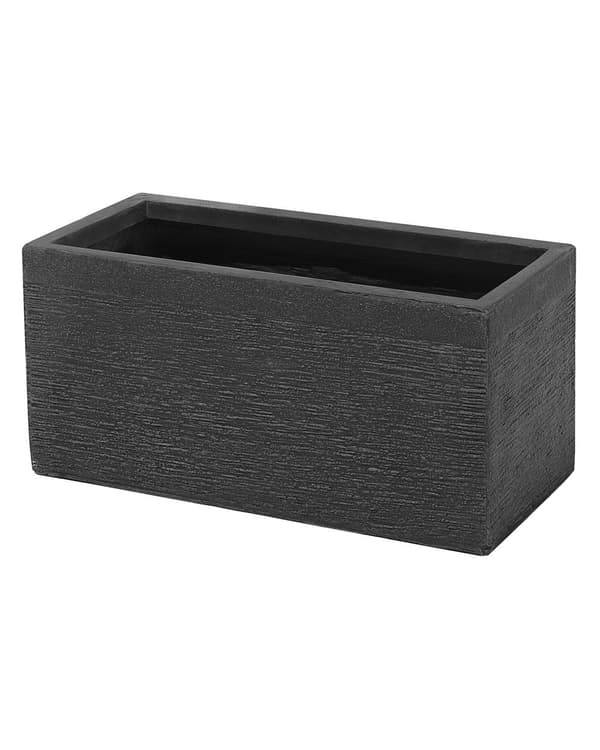 Plantekasse Sort Ler 50 x 23 x 24 Blomsterkasse med Afløbshuller Tåler Frost Udendørs Blomsterkumme Dekoration til Have Terrasse Indretning