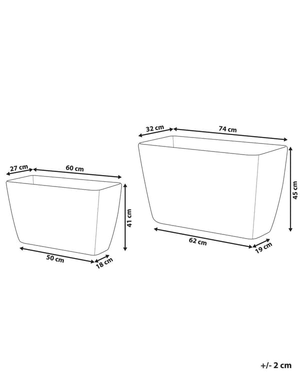 Urtepotte Grå Stenblanding Polyresin Olefin Fiber 41 / 45 cm Blomster Plantekasse Moderne Udendørs Indendørs Dekoration Tilbehør