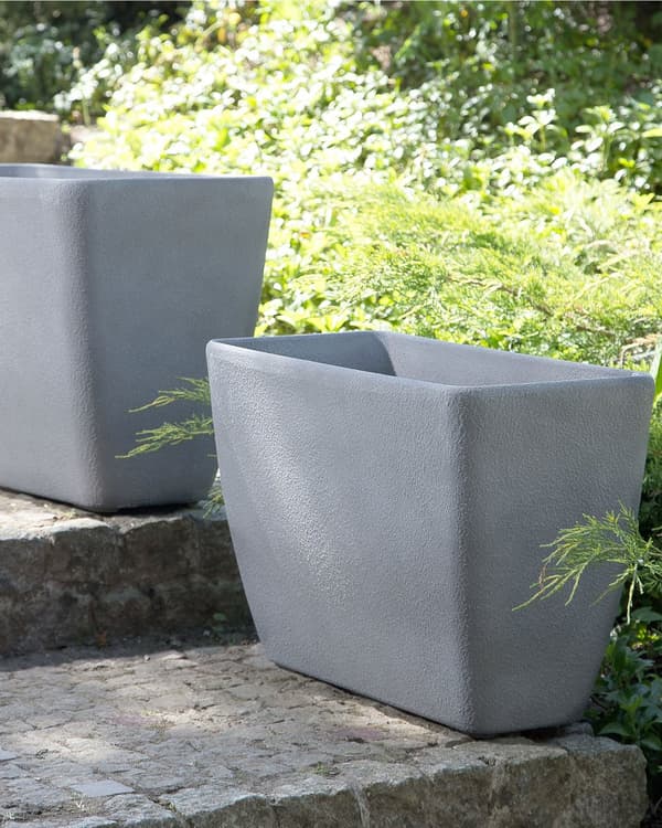 Urtepotte Grå Stenblanding Polyresin Olefin Fiber 41 / 45 cm Blomster Plantekasse Moderne Udendørs Indendørs Dekoration Tilbehør
