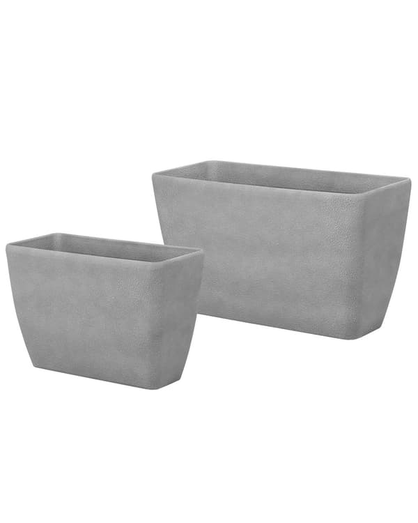 Urtepotte Grå Stenblanding Polyresin Olefin Fiber 41 / 45 cm Blomster Plantekasse Moderne Udendørs Indendørs Dekoration Tilbehør
