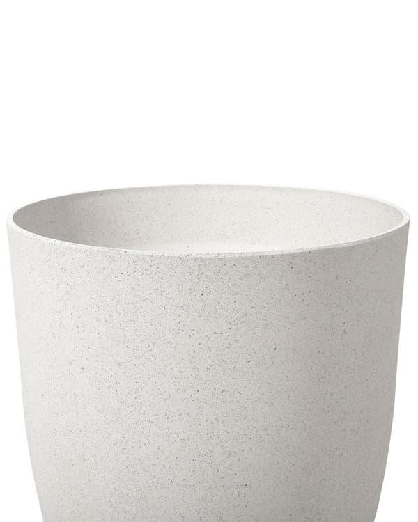Plantekrukke Hvid Stenblanding 43 x 43 x 52 cm Indendørs Udendørs Stor Krukke til Haven med Afløbshuller Blomster Opbevaring Tørketålende