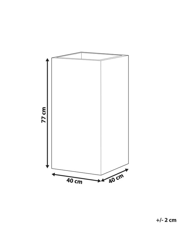 Plantekrukke i Sort Fiber Ler 40 x 40 x 77 cm Høj Aflang Firkantet Urtepotteskjuler til Gulv med Afløbshuller Indendørs Udendørs Terrasse