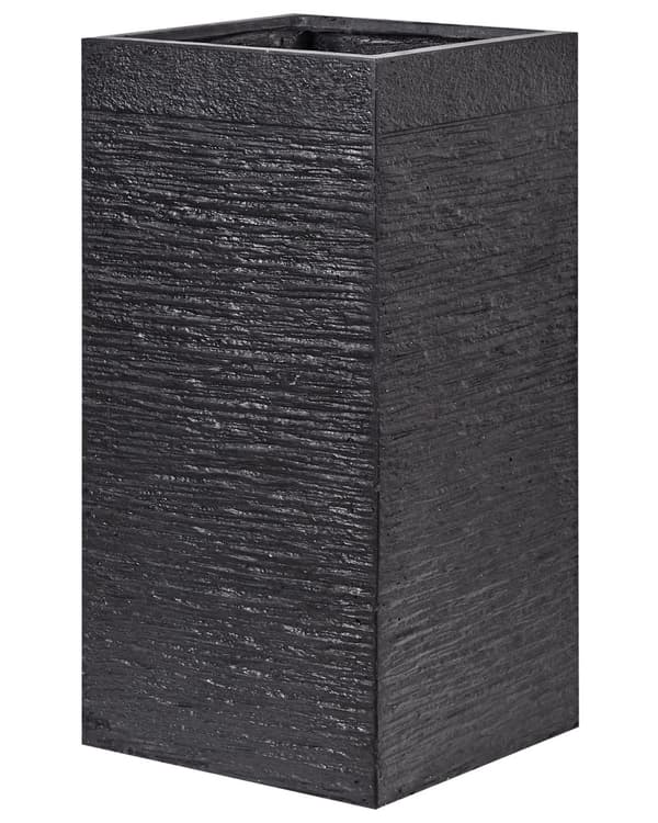 Plantekrukke i Sort Fiber Ler 40 x 40 x 77 cm Høj Aflang Firkantet Urtepotteskjuler til Gulv med Afløbshuller Indendørs Udendørs Terrasse