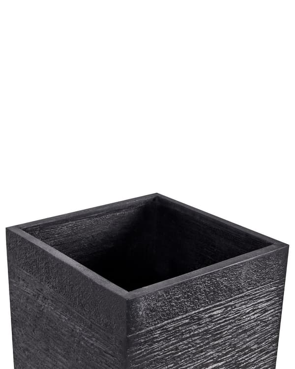 Plantekrukke i Sort Fiber Ler 40 x 40 x 77 cm Høj Aflang Firkantet Urtepotteskjuler til Gulv med Afløbshuller Indendørs Udendørs Terrasse