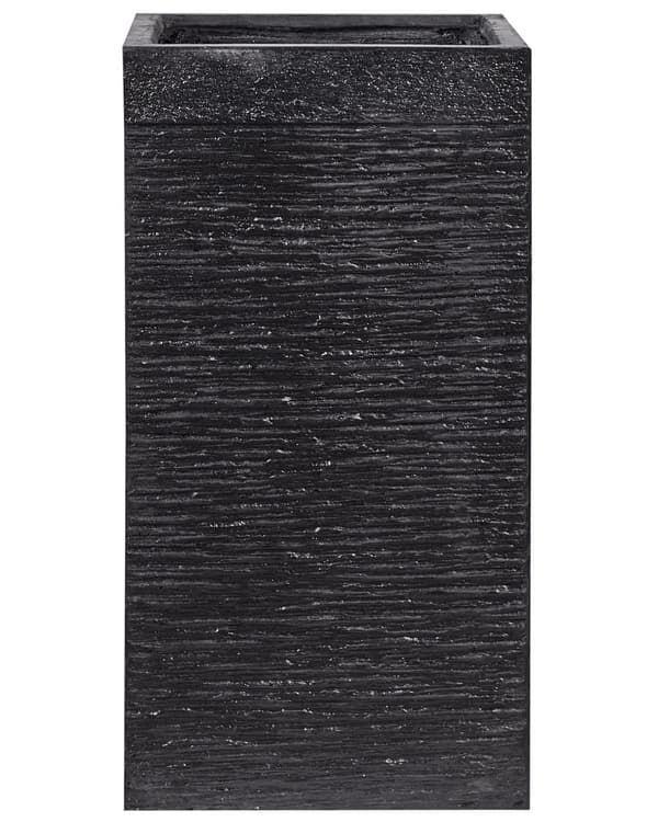 Plantekrukke i Sort Fiber Ler 40 x 40 x 77 cm Høj Aflang Firkantet Urtepotteskjuler til Gulv med Afløbshuller Indendørs Udendørs Terrasse