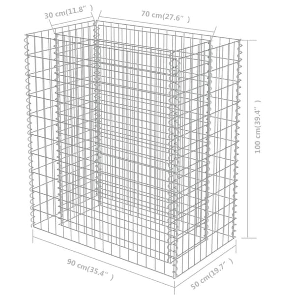vidaXL gabion-højbed 90x50x100 cm galvaniseret stål