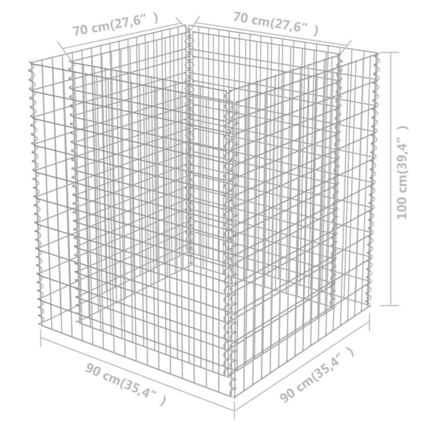 vidaXL gabion-højbed 90x90x100 cm galvaniseret stål