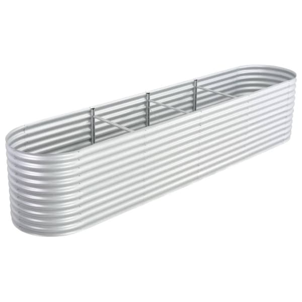 vidaXL forhøjet plantekasse 400x80x81 cm galvaniseret stål sølvfarvet