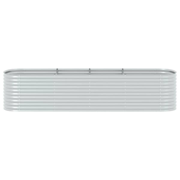 vidaXL forhøjet plantekasse 400x80x81 cm galvaniseret stål sølvfarvet