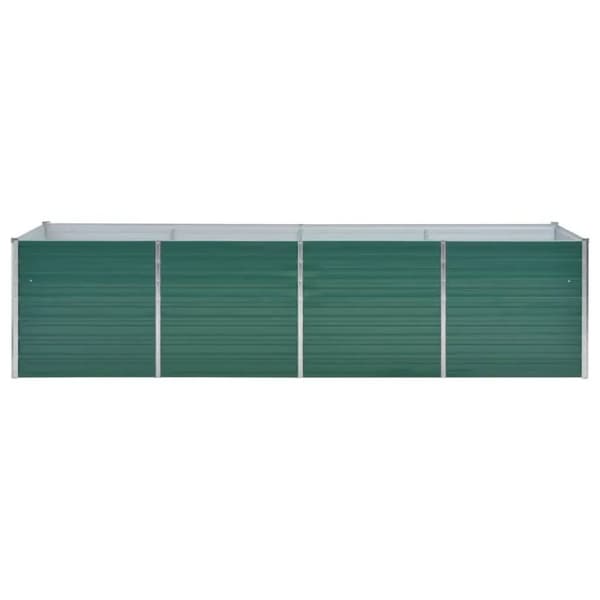 vidaXL Korotettu kukkalaatikko galvanoitu teräs 320x80x77 cm vihreä