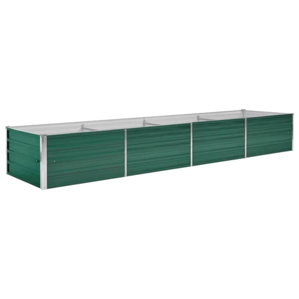 vidaXL Korotettu kukkalaatikko galvanoitu teräs 320x80x45 cm vihreä