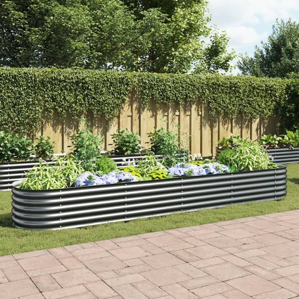 vidaXL forhøjet plantekasse 400x80x44 cm galvaniseret stål grå