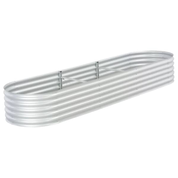 vidaXL forhøjet plantekasse 320x80x44 cm galvaniseret stål sølvfarvet