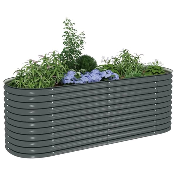 vidaXL forhøjet plantekasse 240x80x81 cm galvaniseret stål grå