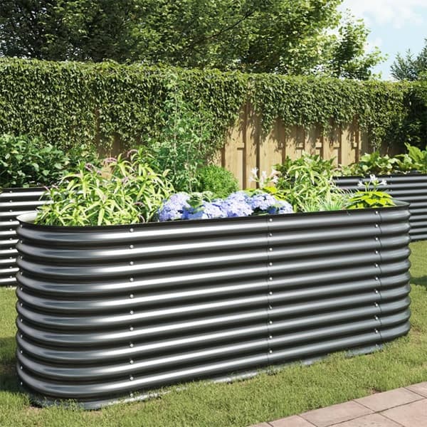 vidaXL forhøjet plantekasse 240x80x81 cm galvaniseret stål grå