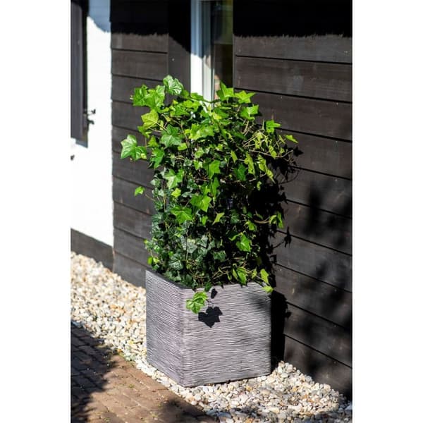 Capi plantekasse Nature Rib 40x40 cm firkantet antracitgrå KOFZ903