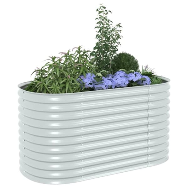 vidaXL forhøjet plantekasse 160x80x81 cm galvaniseret stål sølvfarvet