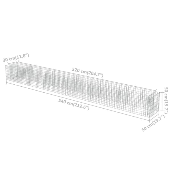 vidaXL Planteringsgabion upphöjd galvaniserat stål 540x50x50 cm