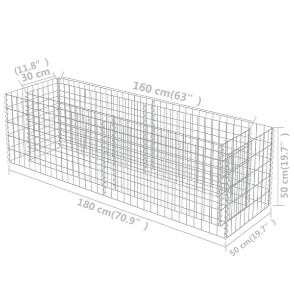 vidaXL Gabion høybed galvanisert stål 180x50x50 cm