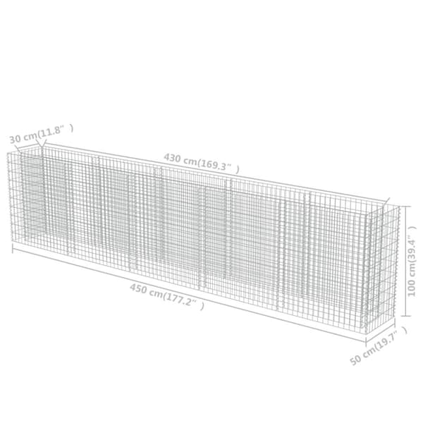 vidaXL Gabion høybed galvanisert stål 450x50x100 cm