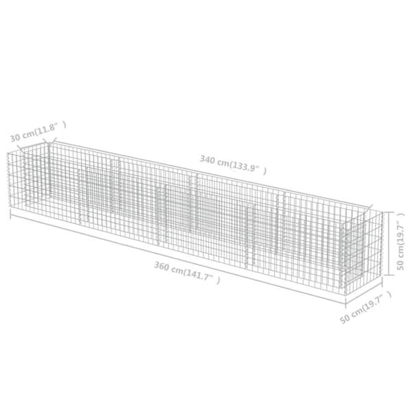 vidaXL Gabion høybed galvanisert stål 360x50x50 cm