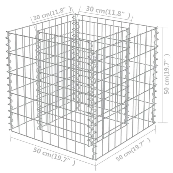vidaXL Gabion høybed galvanisert stål 50x50x50 cm