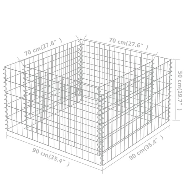 vidaXL Gabion høybed galvanisert stål 90x90x50 cm