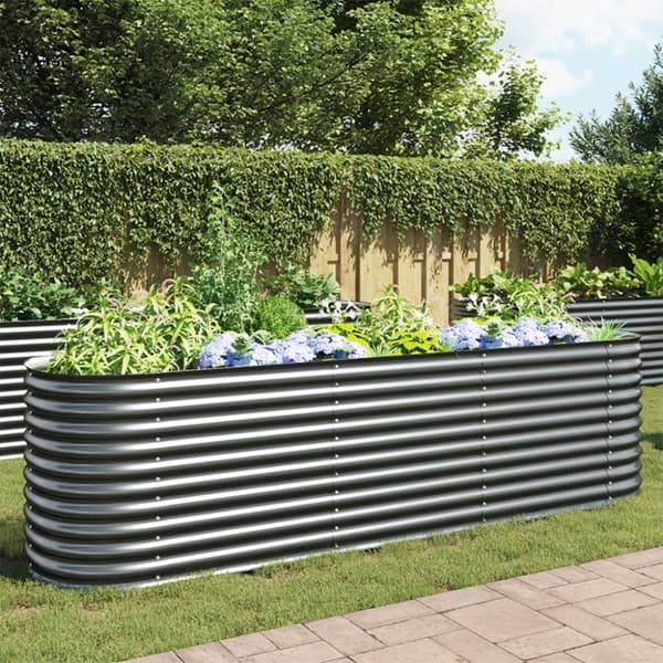 vidaXL Høybed 320x80x81 cm galvanisert stål grå