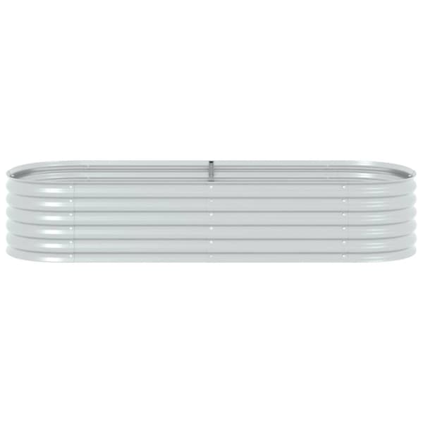 vidaXL Odlingslåda upphöjd galvaniserat stål 240x80x44 cm silver