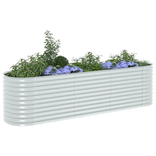 vidaXL Høybed 320x80x81 cm galvanisert stål sølv