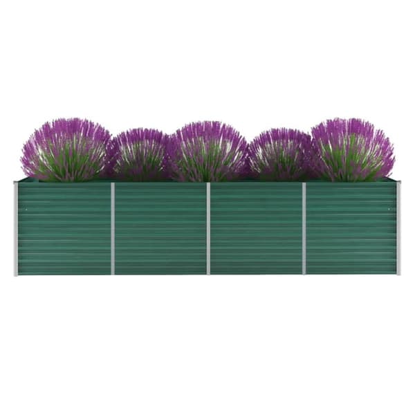 vidaXL Høybed galvanisert stål 320x80x77 cm grønn