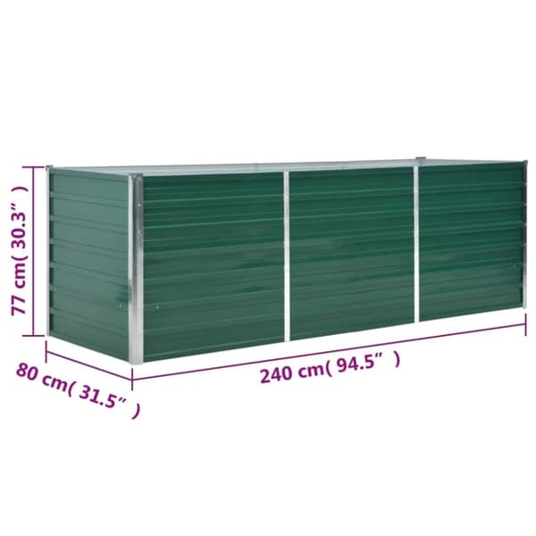 vidaXL Høybed galvanisert stål 240x80x77 cm grønn