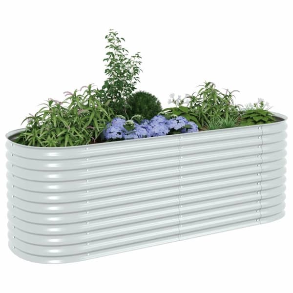 vidaXL Odlingslåda upphöjd galvaniserat stål 240x80x81 cm silver