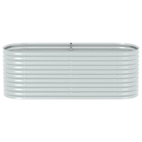 vidaXL Odlingslåda upphöjd galvaniserat stål 240x80x81 cm silver