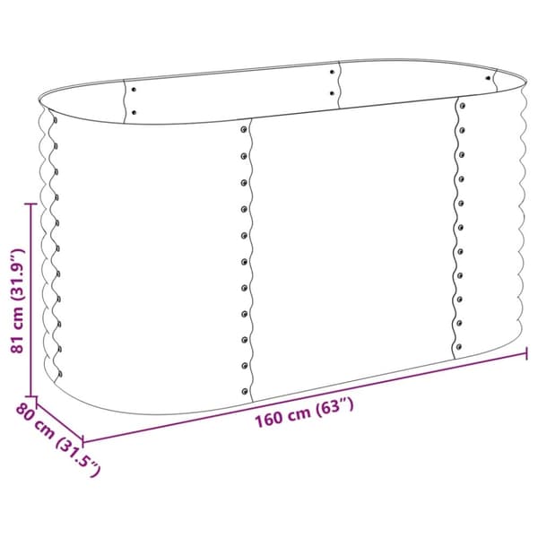 vidaXL Odlingslåda upphöjd galvaniserat stål 160x80x81 cm silver