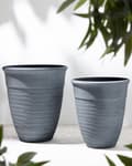 Miniatyrbillede 2 af 6: Urtepotteskjuler Grå Stenblanding Polyresin ø 43 cm Rund Blomsterkrukke UV-resistent med Afløbshuller Udendørs Terrasse Have Tilbehør
