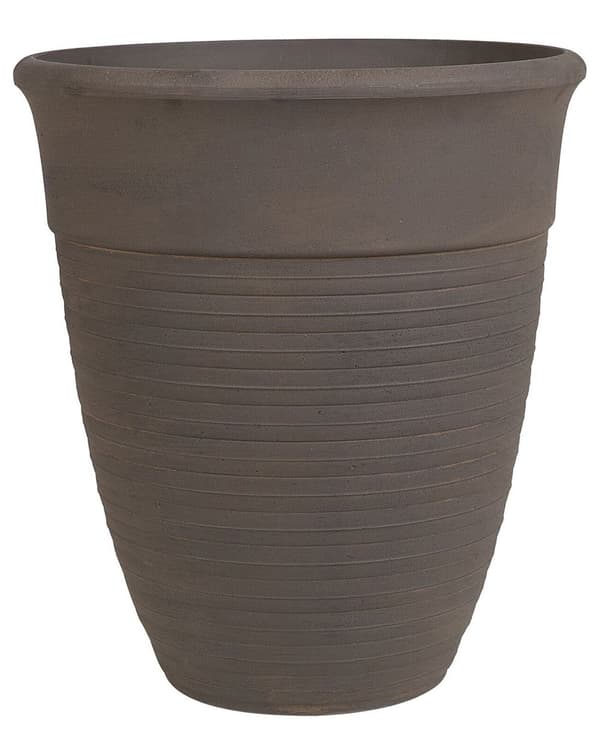 Urtepotteskjuler Brun Stenblanding Polyresin ø 43 cm Rund Blomsterkrukke UV-resistent med Afløbshuller Udendørs Terrasse Have Tilbehør