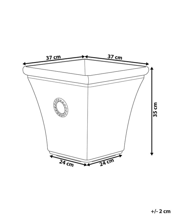 Kruka Vit Stenblandning 37 x 35 cm Utomhus Fyrkantig Väderbeständig
