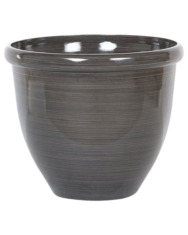 Kukkaruukku tummanruskea polyhartsi kivijauhe ⌀ 44 x 38 cm pyöreä sisälle ulos esiporattu moderni