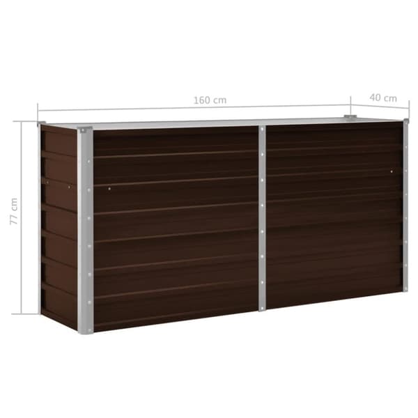 vidaXL Høybed brun 160x40x77 cm galvanisert stål