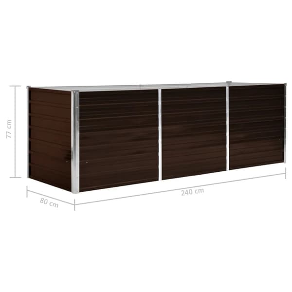 vidaXL Korotettu kukkalaatikko ruskea 240x80x77 cm galvanoitu teräs