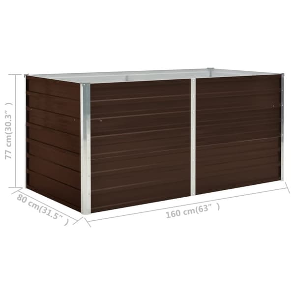 vidaXL hævet plantekasse 160 x 80 x 77 cm galvaniseret stål brun